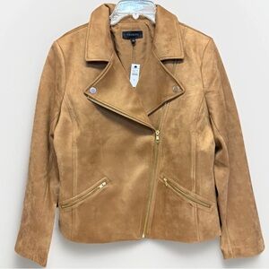 Talbots Faux Suede Moto Jacket Women’s Size 16 #5534